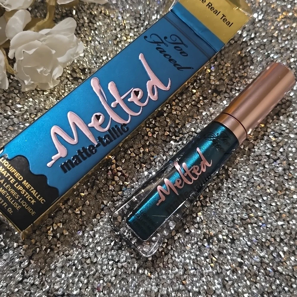 🌟HP🌟🧚‍♀️THE REAL TEAL Too Faced DISCONTINUED Melted Metallic Lip NWT